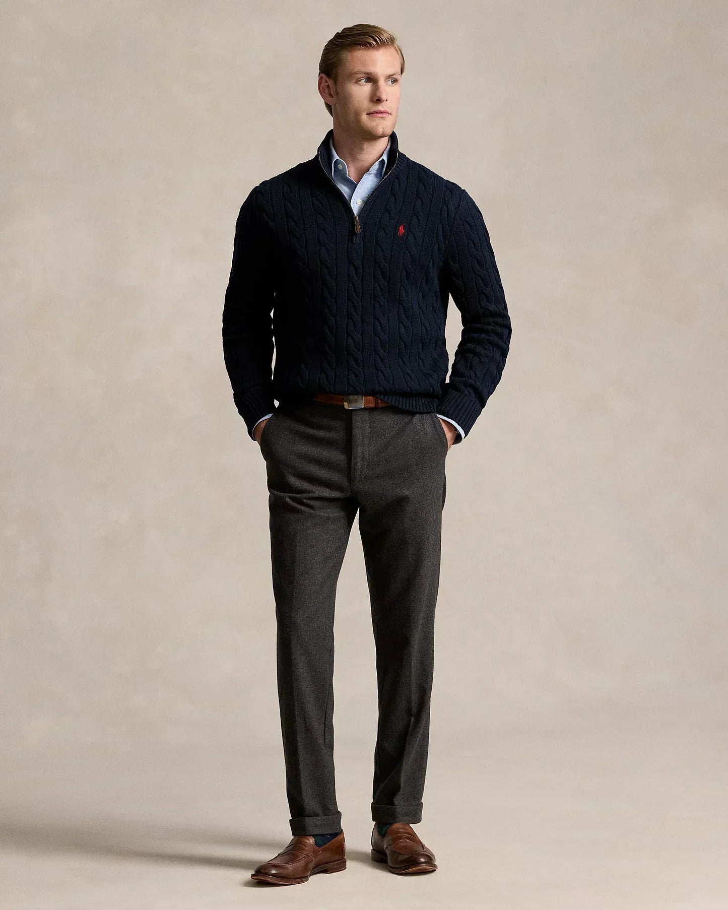 Elegxnce® - Polo RL Ribbestrikket Bomullssweater