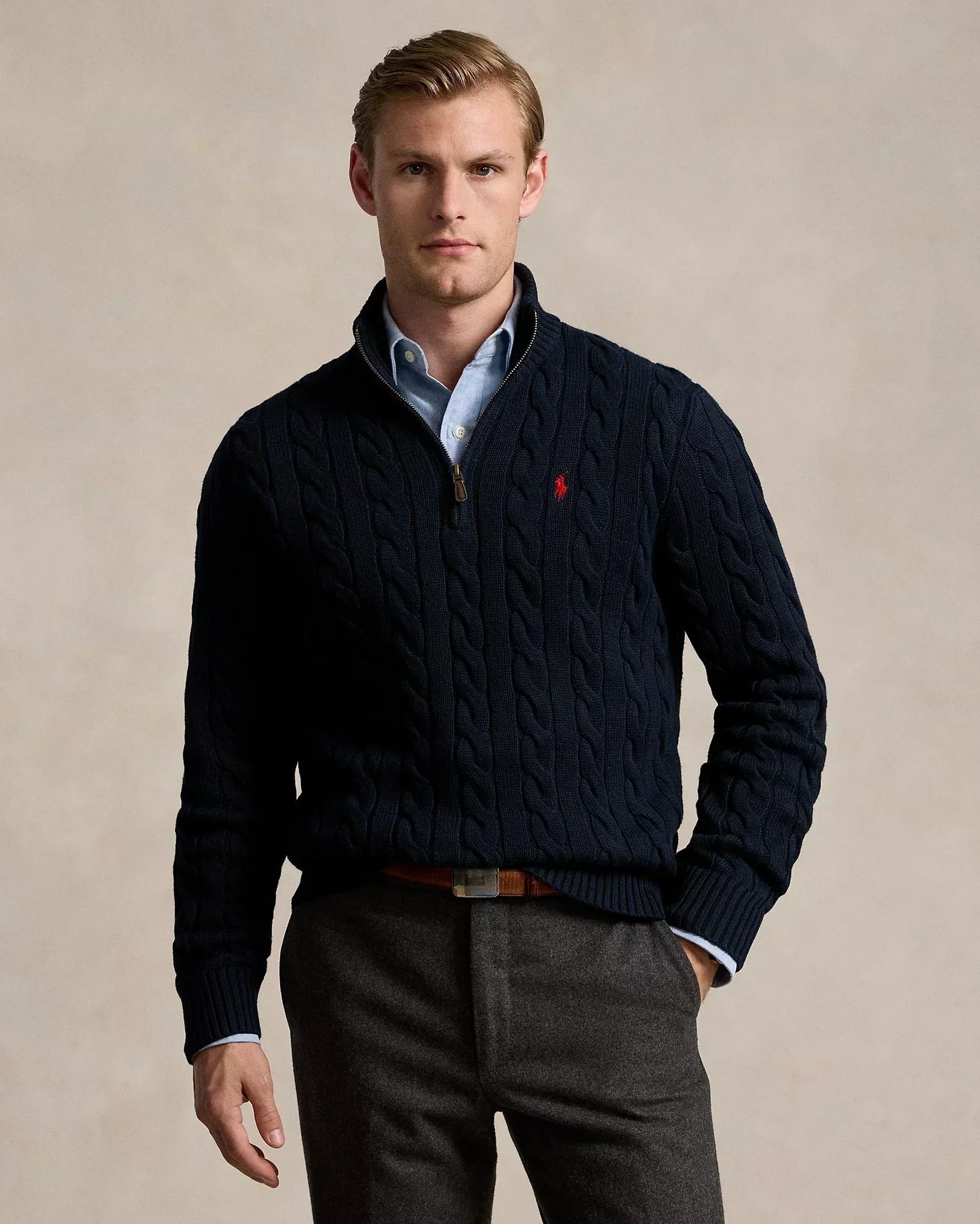 Elegxnce® - Polo RL Ribbestrikket Bomullssweater