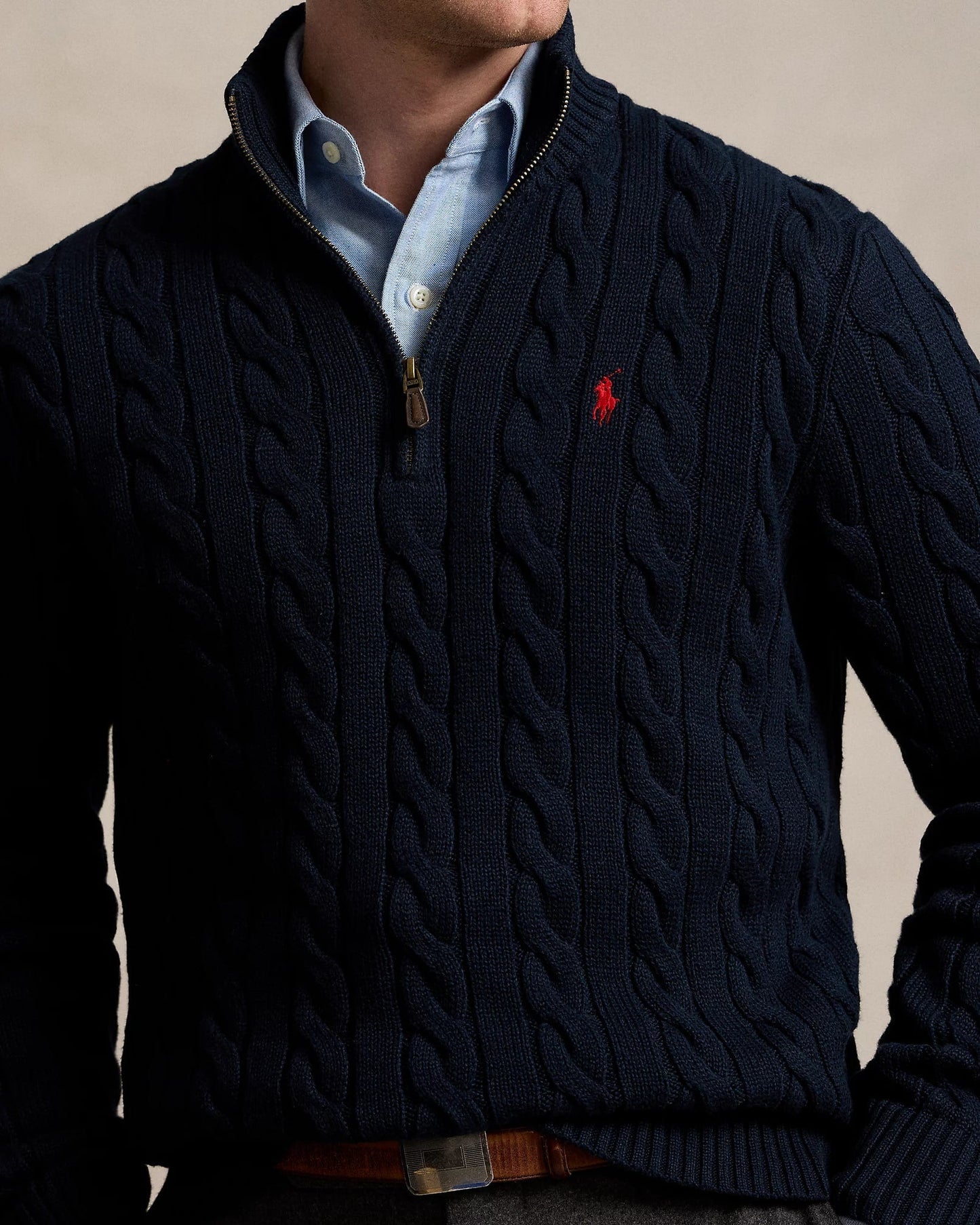 Elegxnce® - Polo RL Ribbestrikket Bomullssweater