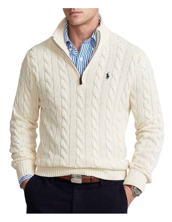 Elegxnce® - Polo RL Ribbestrikket Bomullssweater